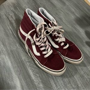 Burgundy Vans shoes